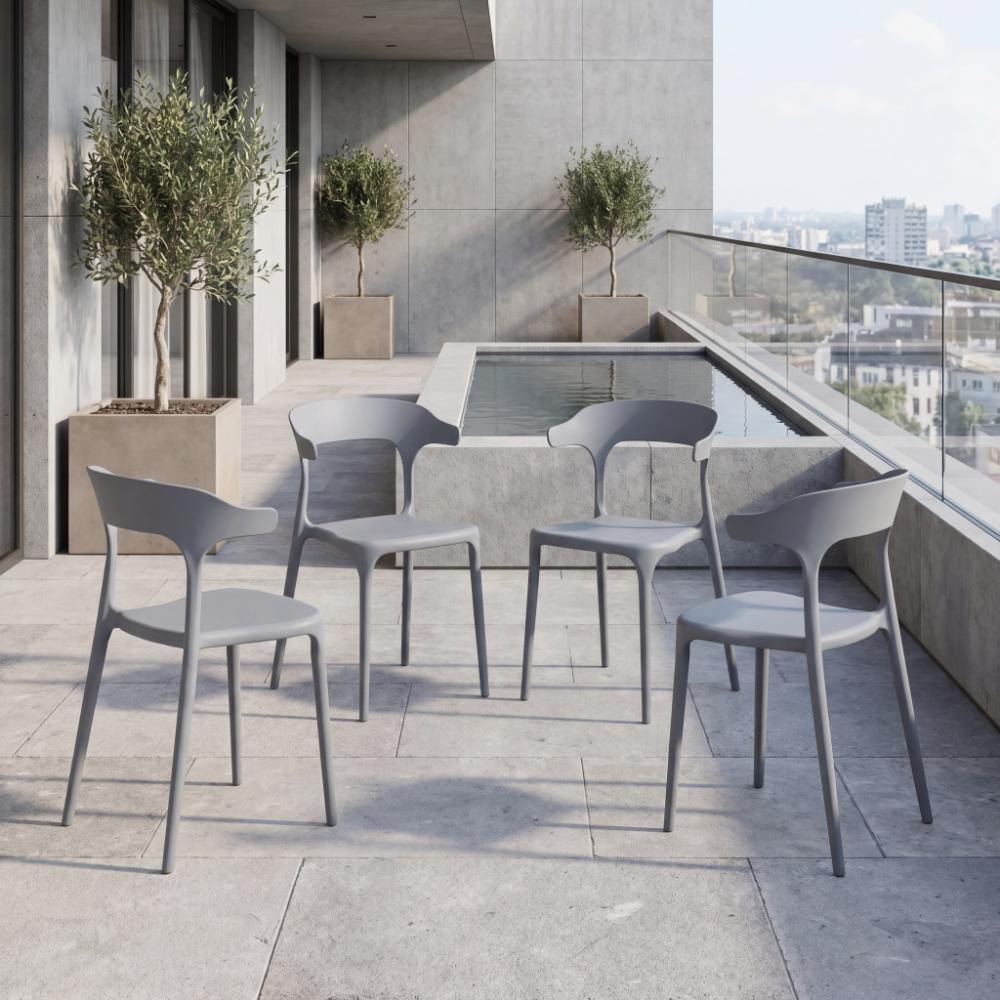 Silla Elena, Color Gris Oscuro, Con espaldar y diseño Moderno X4