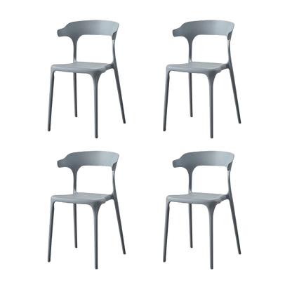 Silla Elena, Color Gris Oscuro, Con espaldar y diseño Moderno X4