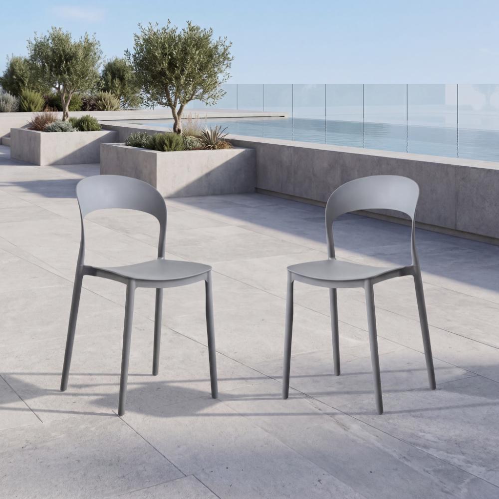 Silla Patrick, Color Gris Oscuro, Con espaldar y diseño Moderno X2