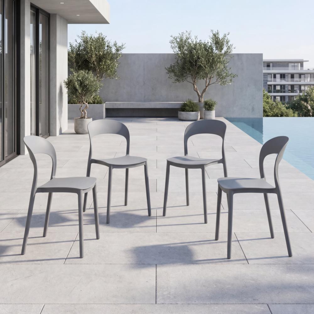 Silla Patrick, Color Gris Oscuro, Con espaldar y diseño Moderno X4