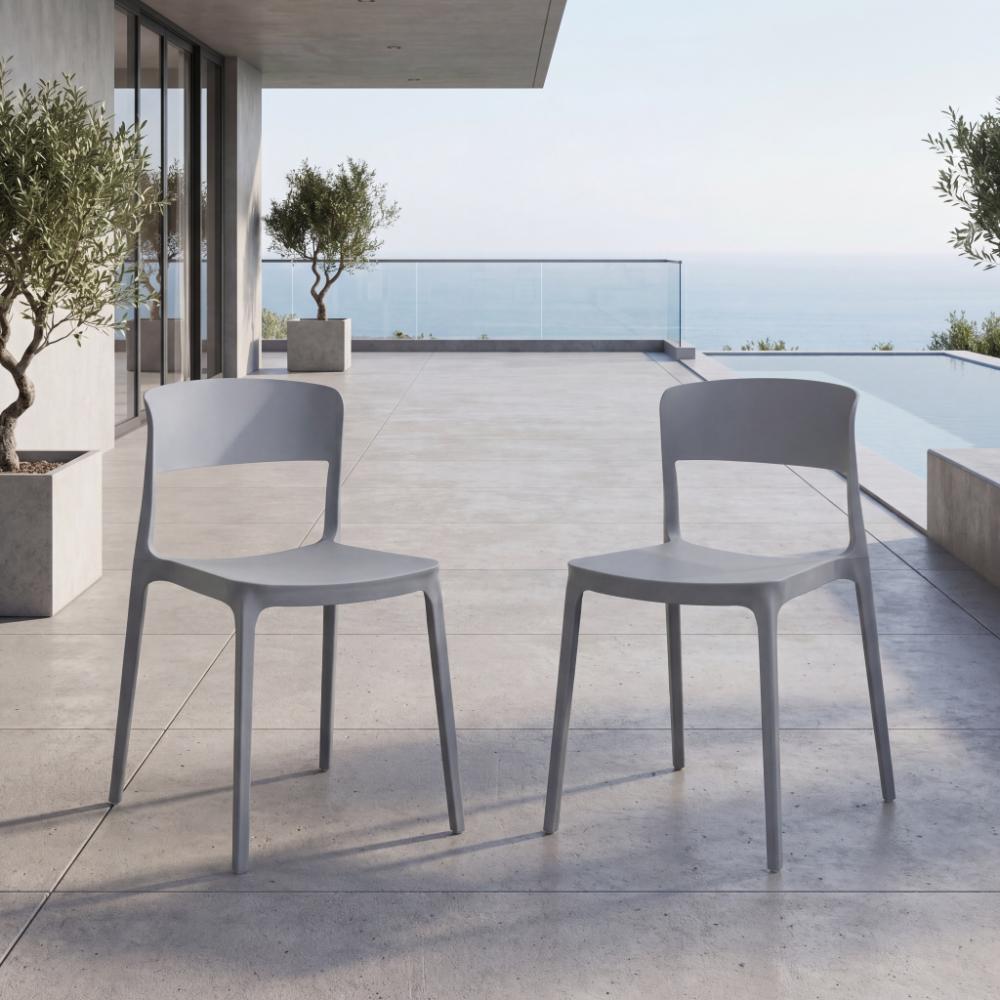 Silla Monaco, Color Gris Oscuro, Con espaldar y diseño Moderno X2