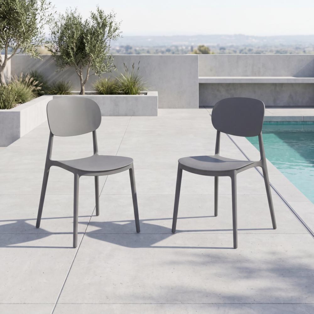 Silla Milan, Color Gris Oscuro, Con espaldar y diseño Moderno X2