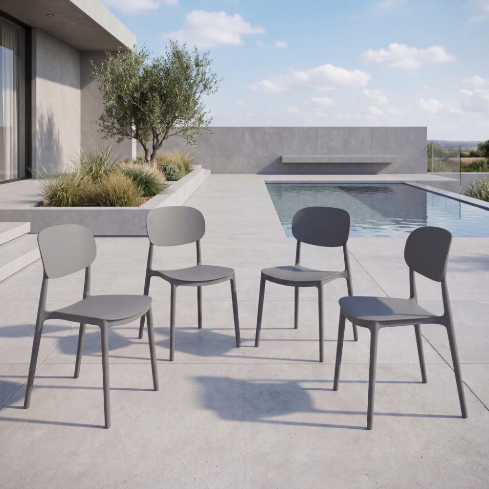 Silla Milan, Color Gris Oscuro, Con espaldar y diseño Moderno X4