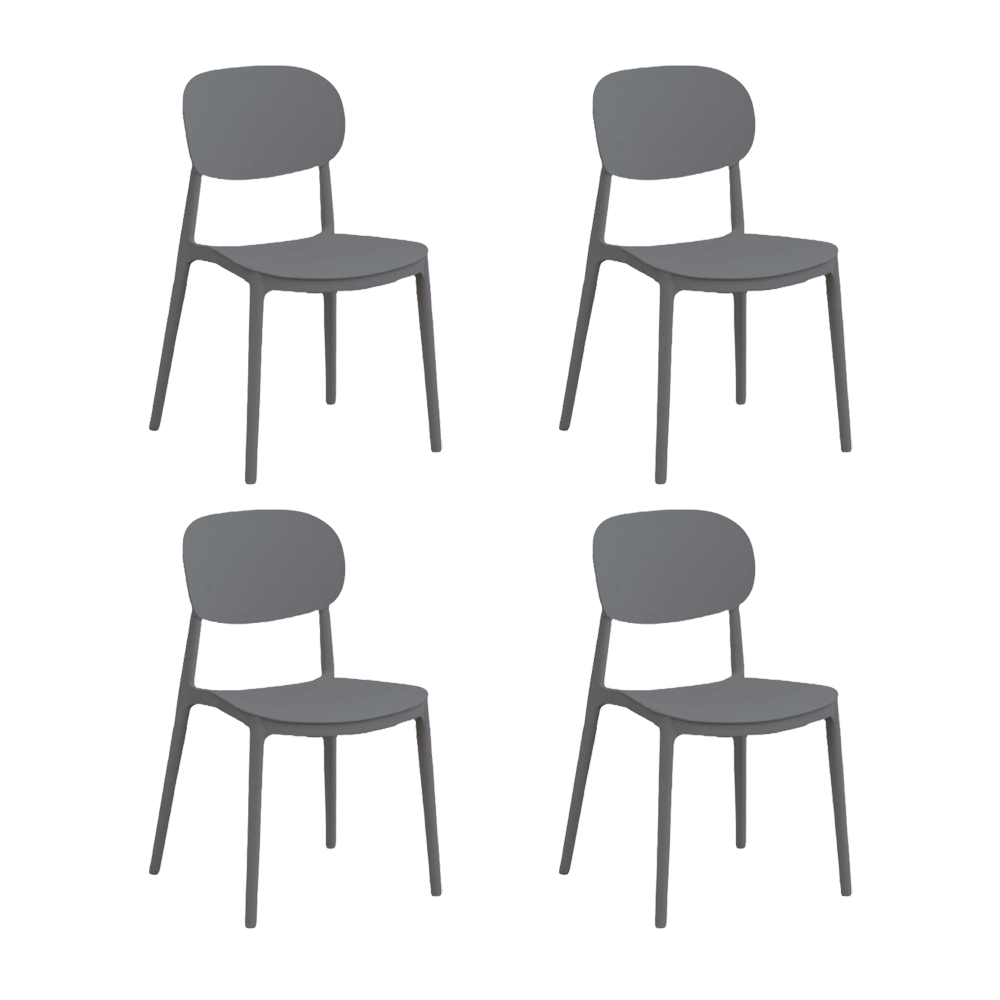Silla Milan, Color Gris Oscuro, Con espaldar y diseño Moderno X4