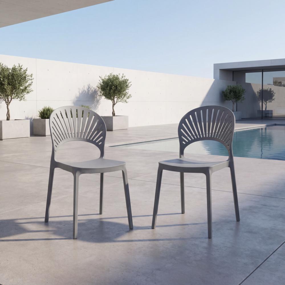 Silla Paraiso, Color Gris Oscuro, Con espaldar y Diseño moderno X2