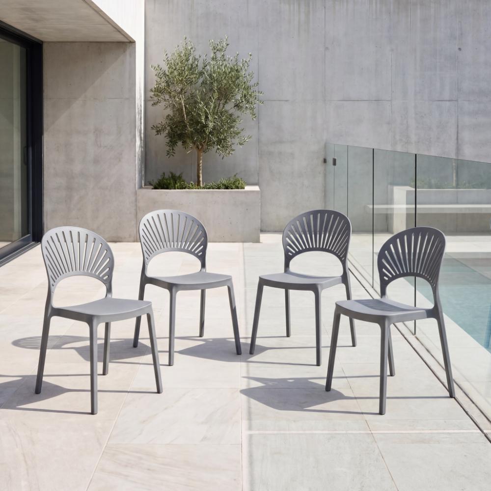 Silla Paraiso, Color Gris Oscuro, Con espaldar y Diseño moderno X4