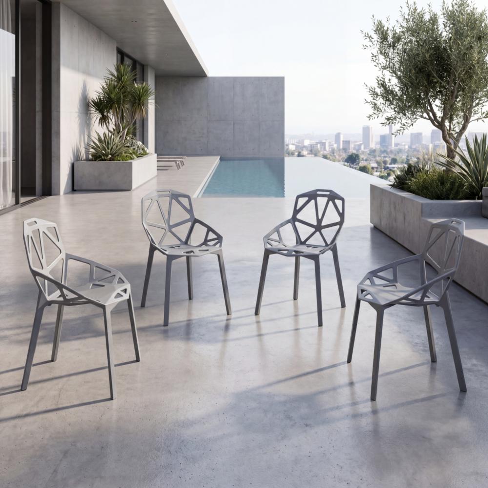 Silla Roxy, Color Gris Oscuro, Con espaldar y diseño Moderno X4
