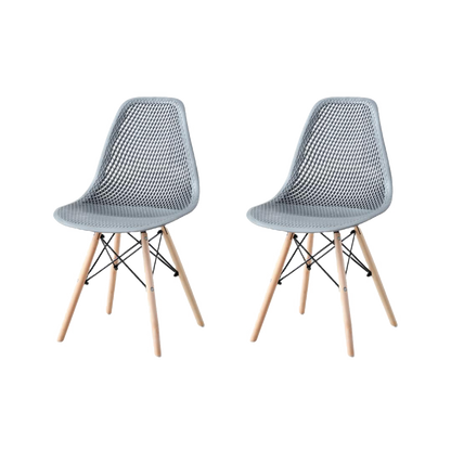 Silla Marcus, Color Gris Oscuro, Con espaldar y patas en Madera X2