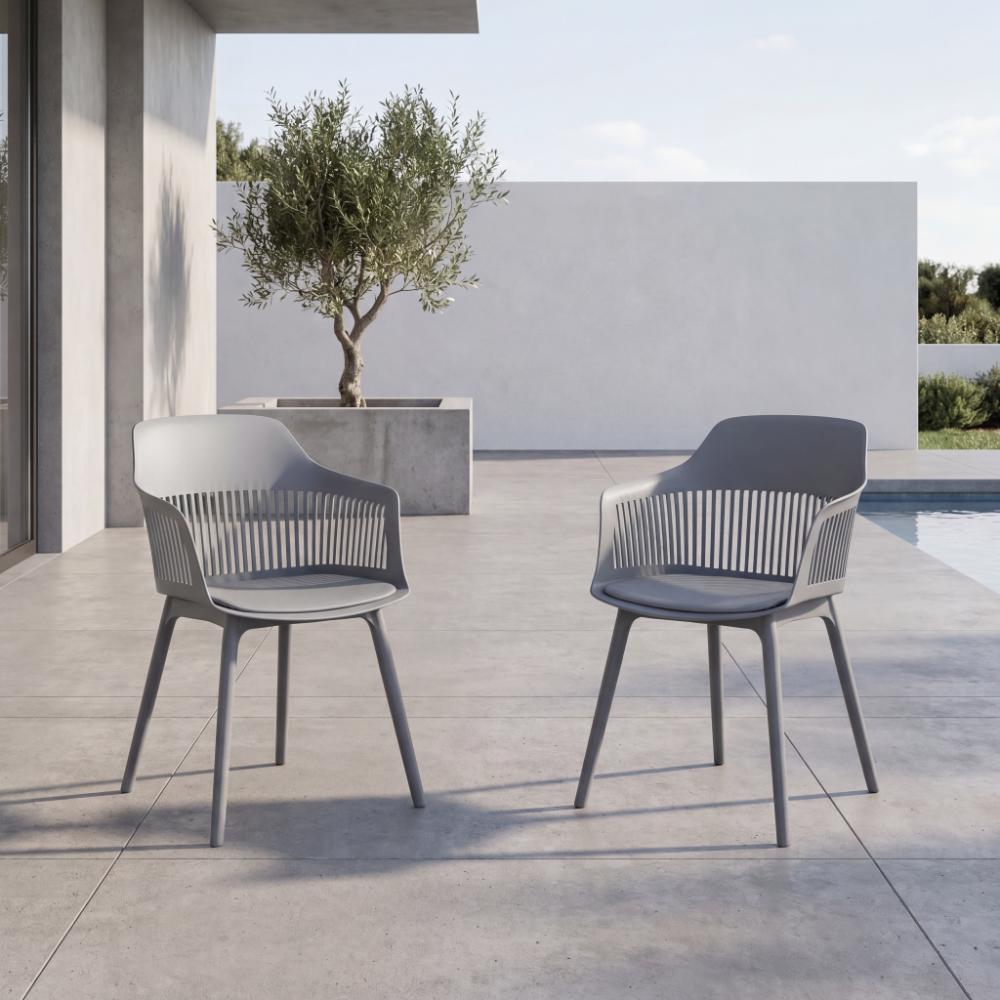 Silla Con Cojin Max, Color Gris Oscuro, Con espaldar en rejilla X2