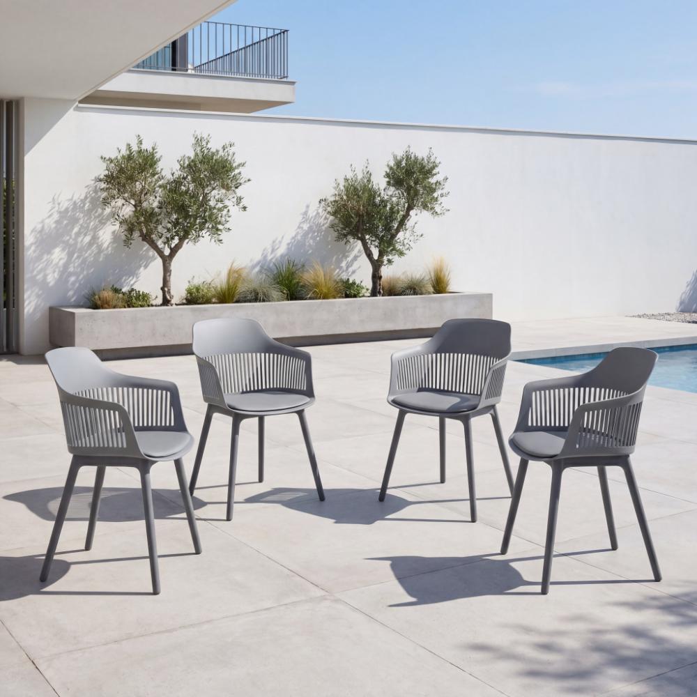 Silla Con Cojin Max, Color Gris Oscuro, Con espaldar en rejilla X4