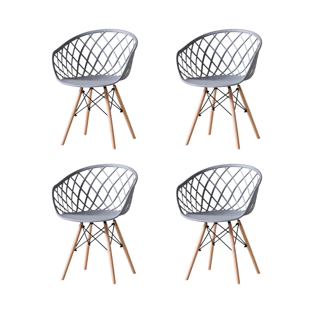 Set de 4 Sillas Oasis con Brazos, Color Gris, con Espaldar