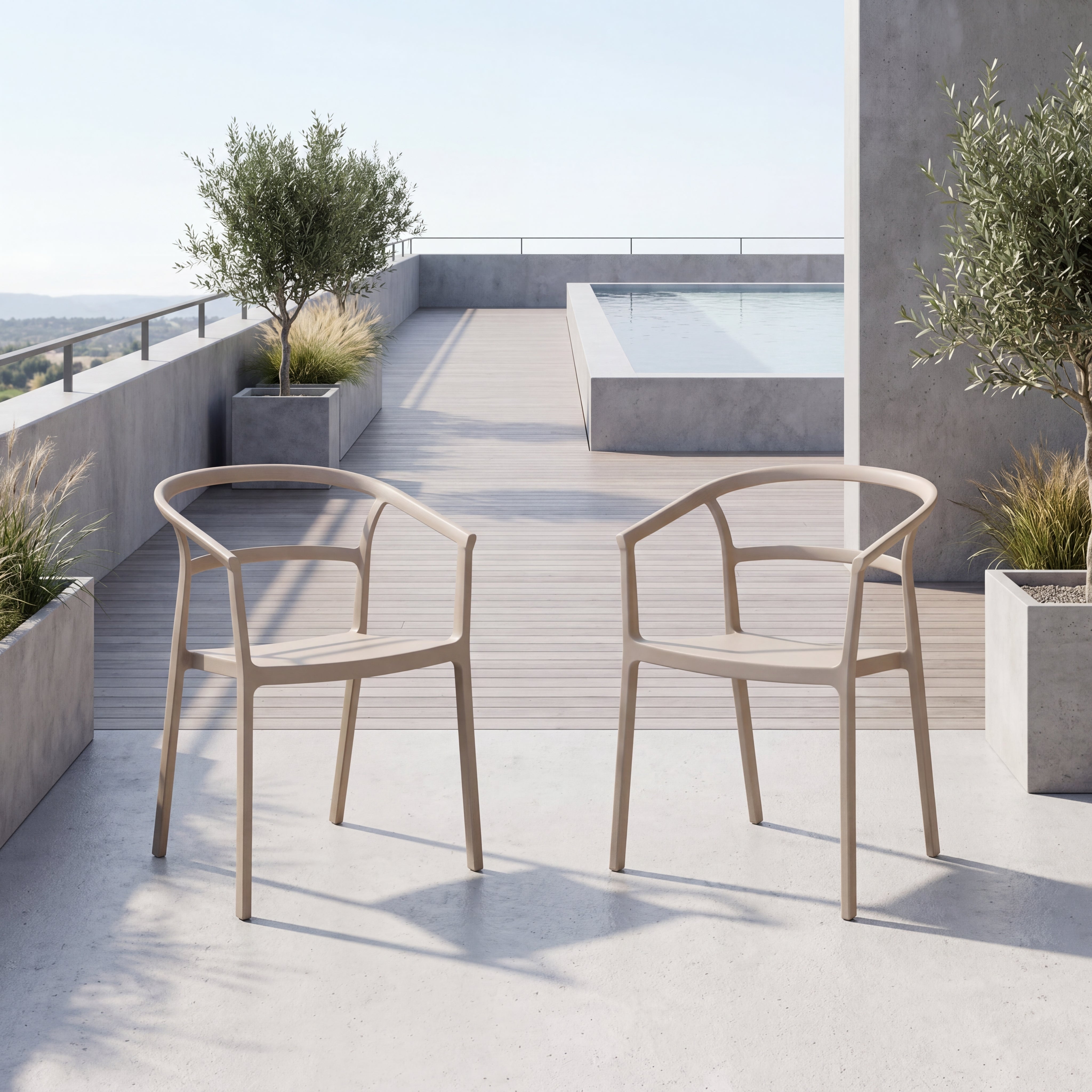 Silla Porto, Taupe, Con espaldar minimalista y diseño Moderno X2
