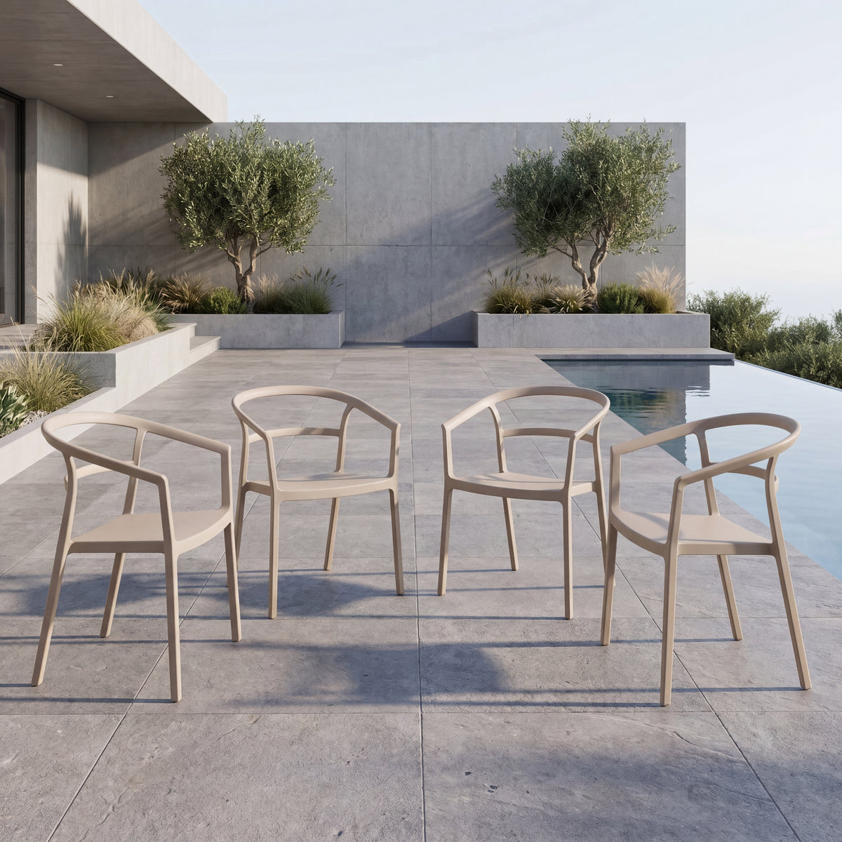 Combo Edron, Incluye una Mesa y 4 Sillas Color Taupe