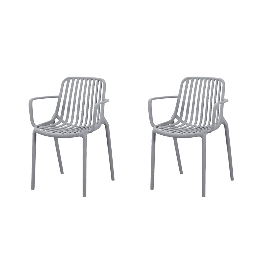 Silla Parma, Gris, Con espaldar en rayas y diseño minimalista X2
