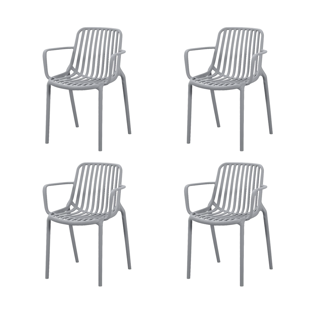 Silla Parma, Gris, Con espaldar en rayas y diseño minimalista X4