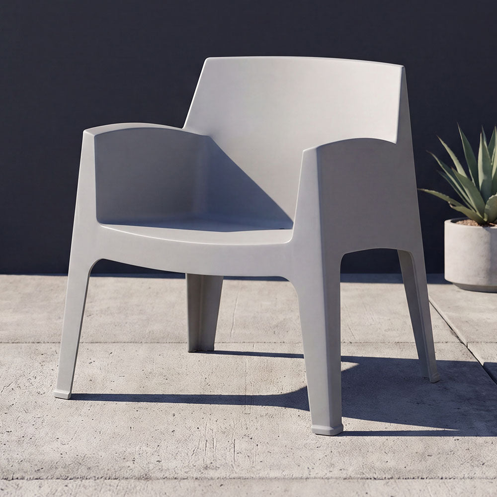 Silla Lounge Coron, Gris, Con diseño robusto y Minimalista