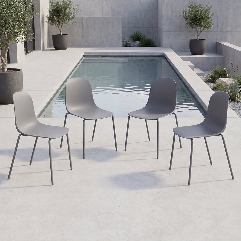 Set de 4 Sillas Aiara, Color Gris Oscuro, Diseño Moderno