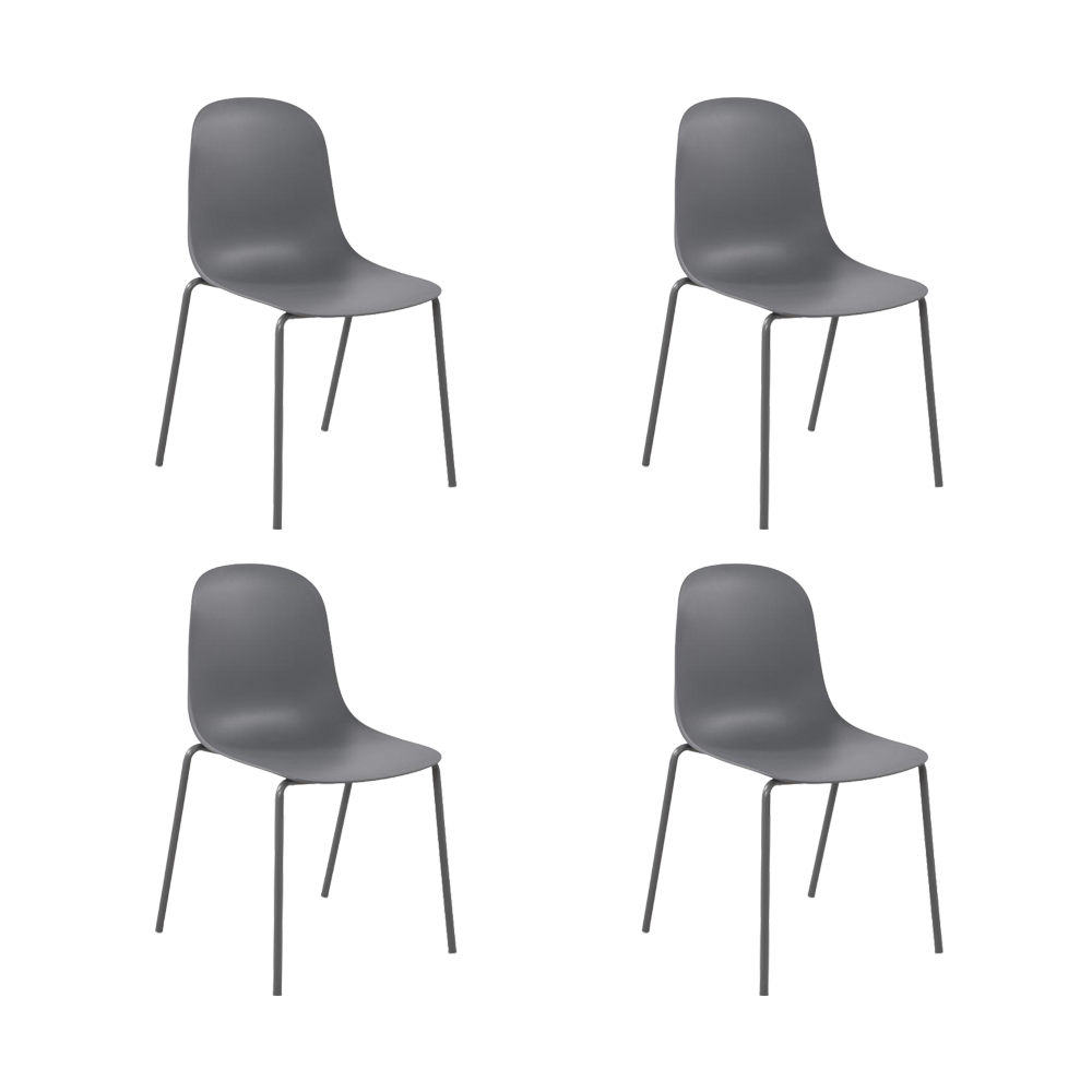 Set de 4 Sillas Aiara, Color Gris Oscuro, Diseño Moderno