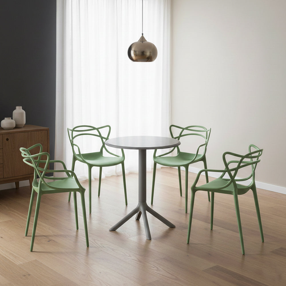 Combo Oak, Incluye Mesa Redonda y 4 Sillas en Color Verde