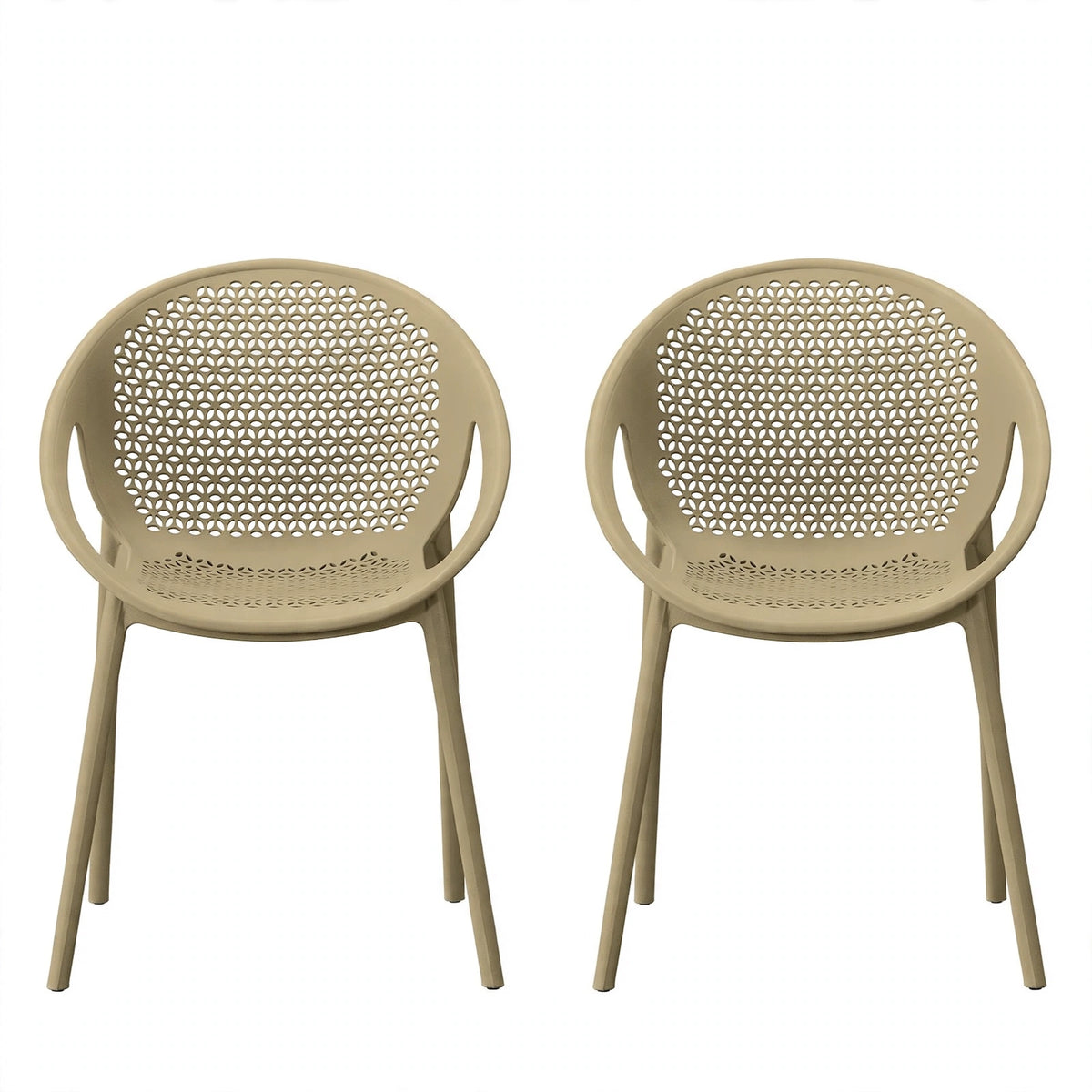 Set de 2 Sillas Selva con Brazos, Color Khaki, con Espaldar