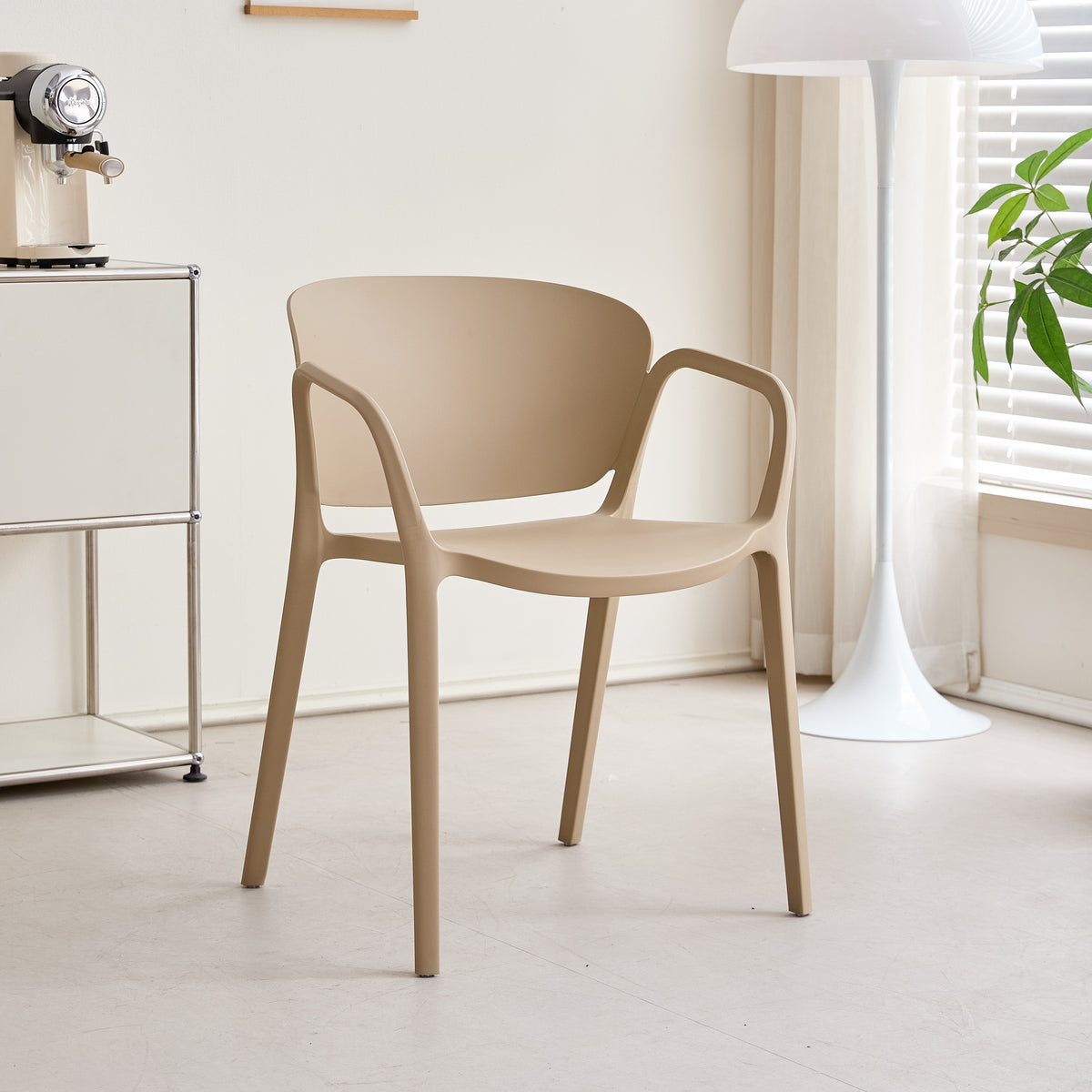 Silla con Brazos California, Khaki, con Espaldar y Diseño Minimalista