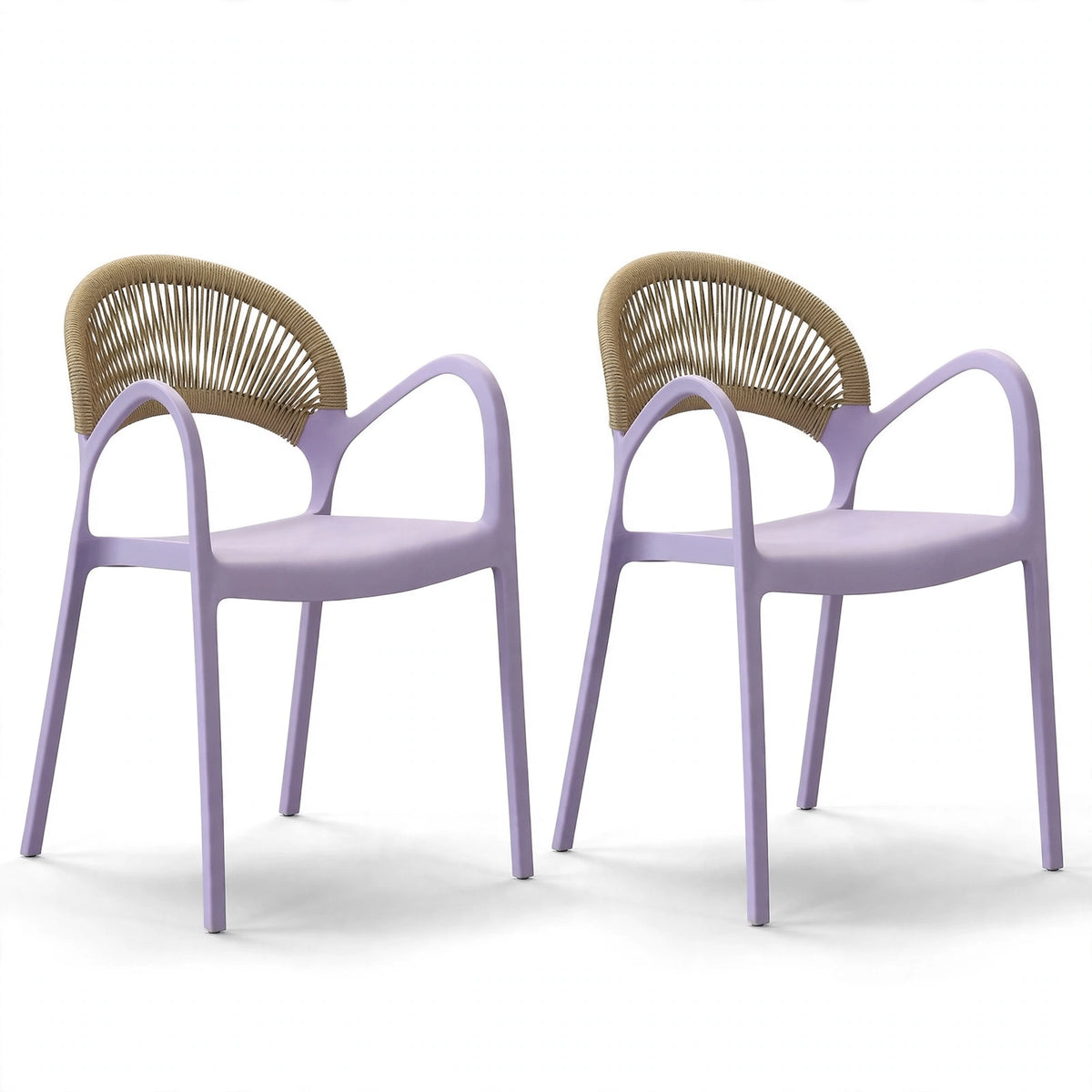 Set de 2 Sillas Daytona, Lila, con Espaldar, Reposa Brazos y Diseño Minimalista