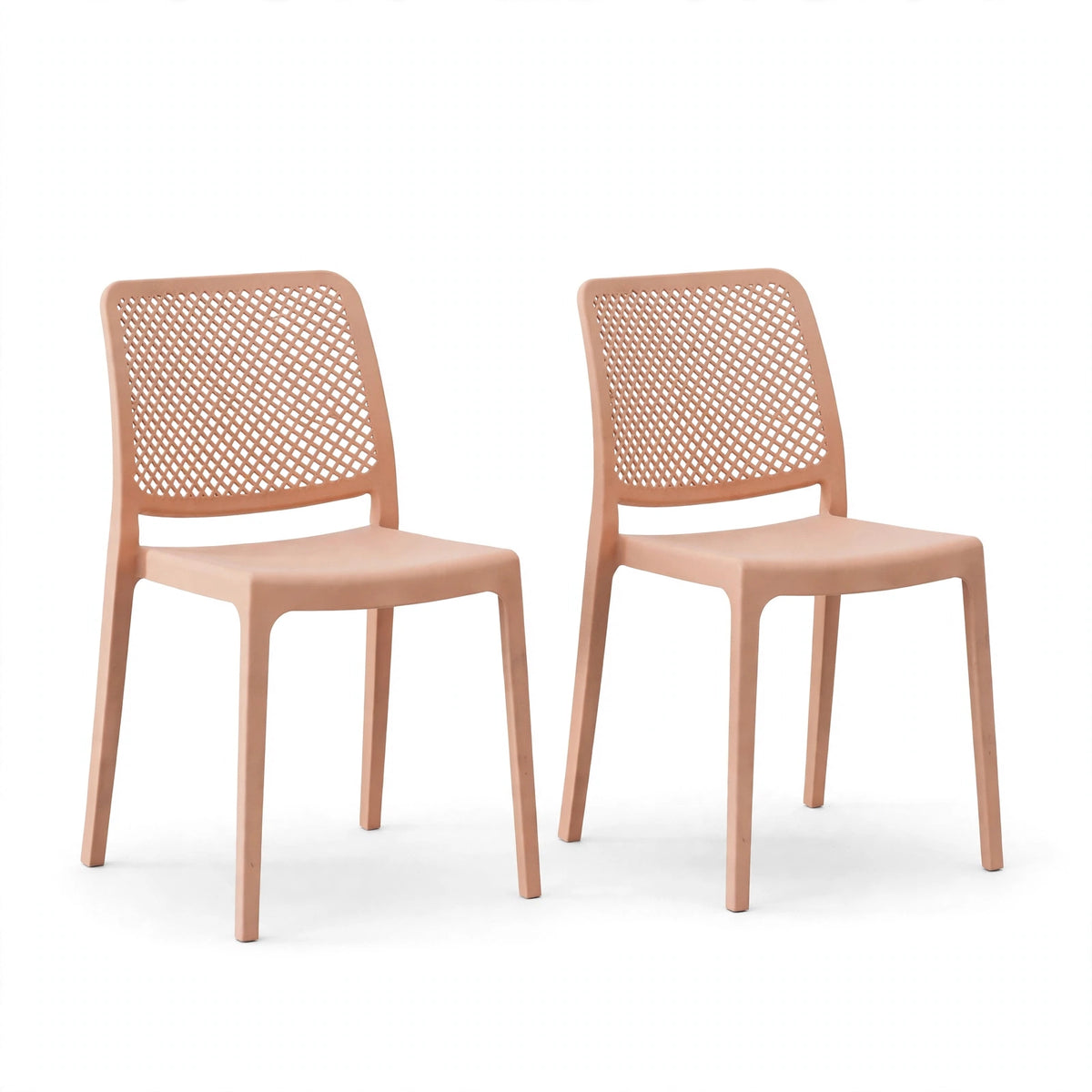 Set de 2 Sillas Manhattan, Mandarina, con Espaldar en Rejilla y Diseño Minimalista