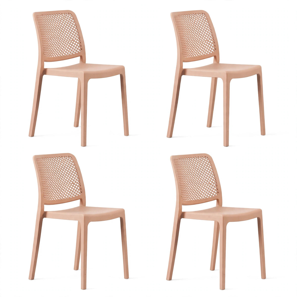 Set de 4 Sillas Manhattan, Mandarina, con Espaldar en Rejilla y Diseño Minimalista
