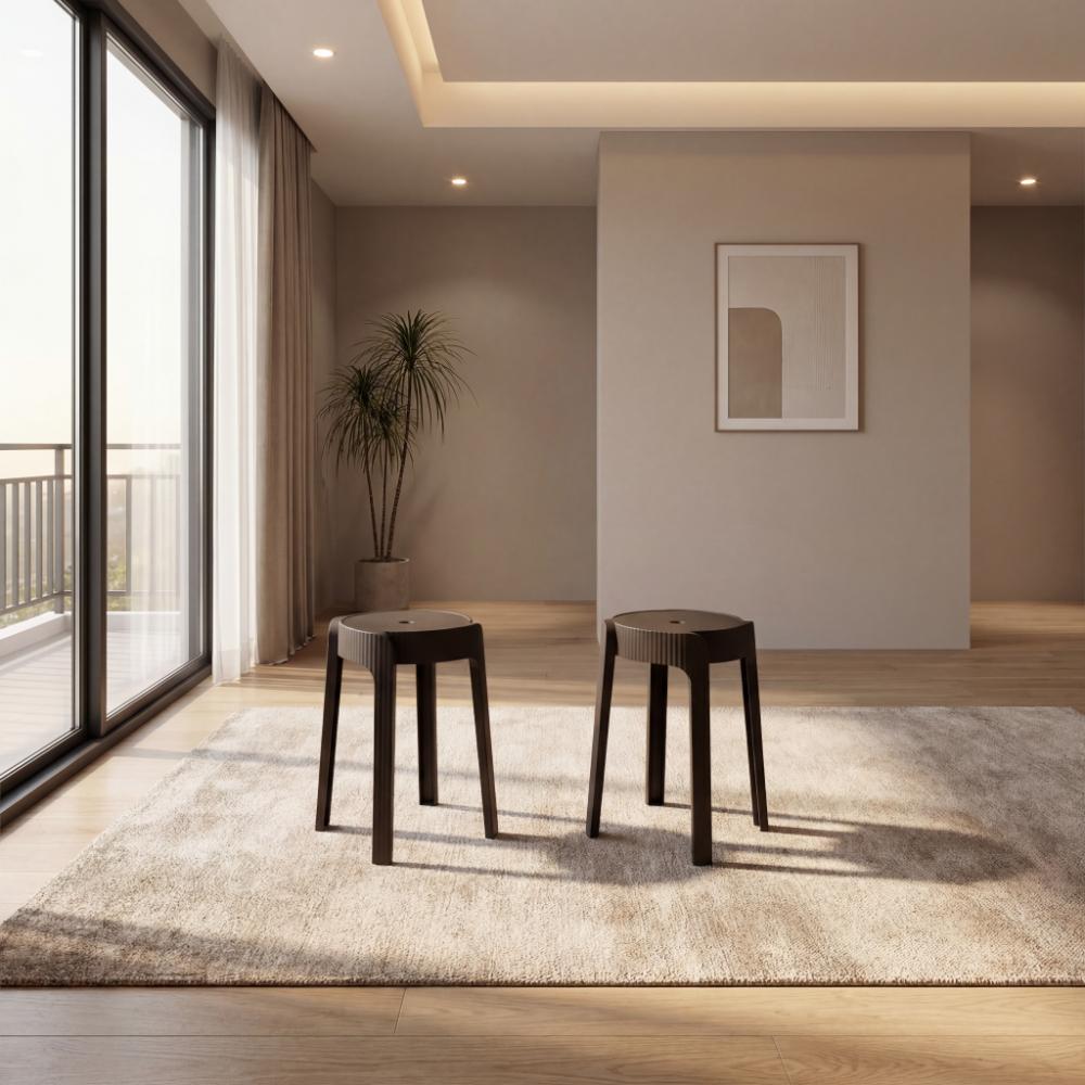 Set de 2 Butucos Apilable Maison, Color Negro, Diseño Moderno
