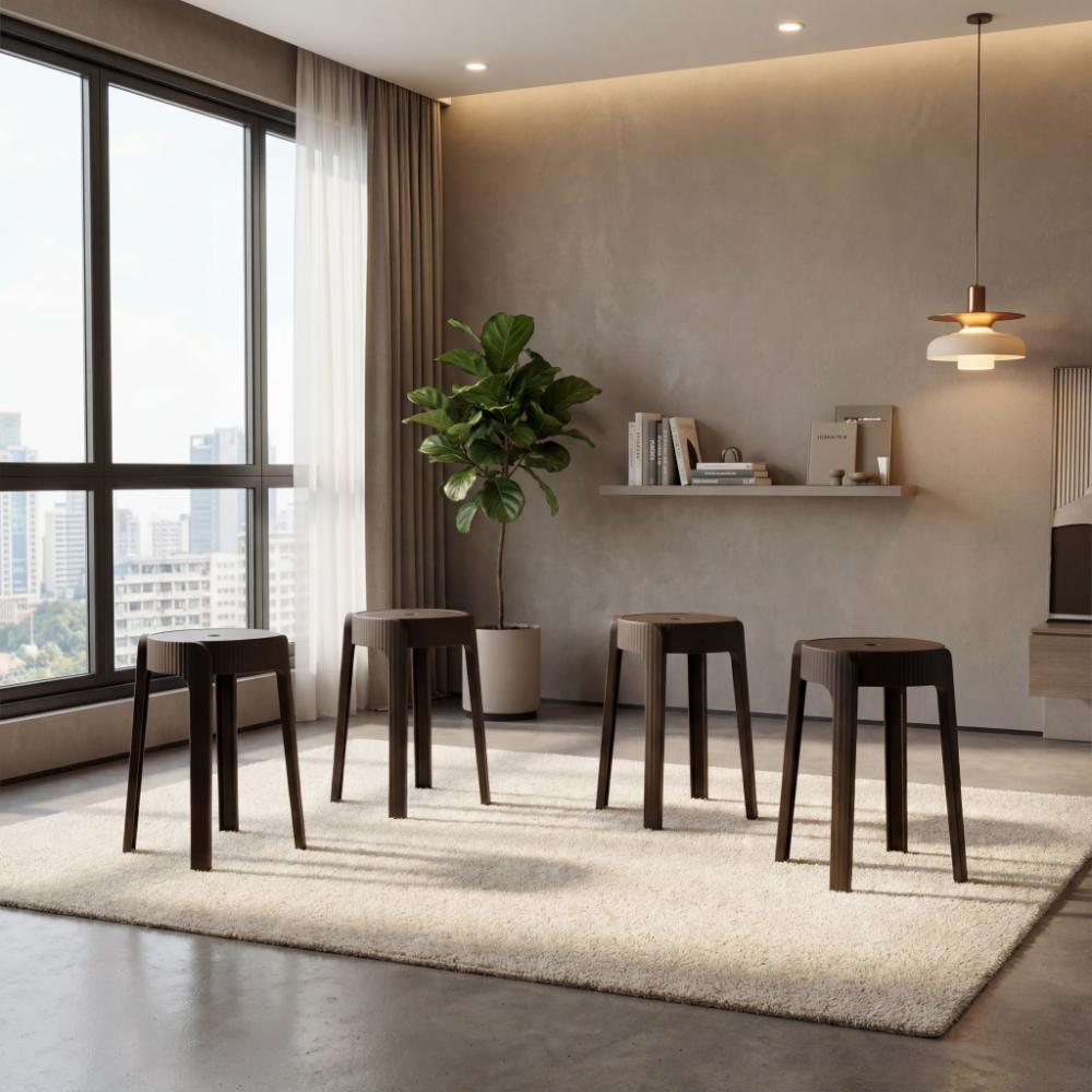 Set de 4 Butucos Apilable Maison, Color Negro, Diseño Moderno