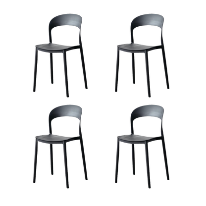 Silla Patrick, Color Negro, Con espaldar y diseño Moderno X4