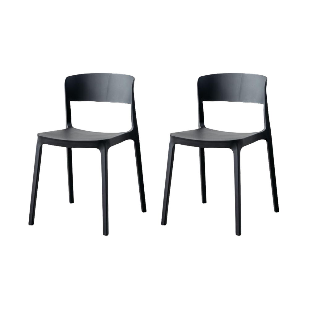 Silla Monaco, Color Negro, Con espaldar y diseño Moderno X2