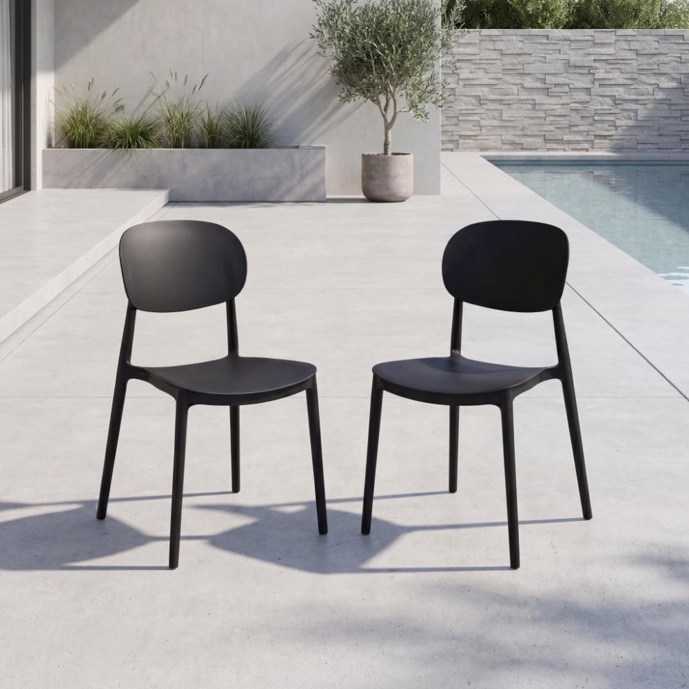 Silla Milan, Color Negro, Con espaldar y diseño Moderno X2