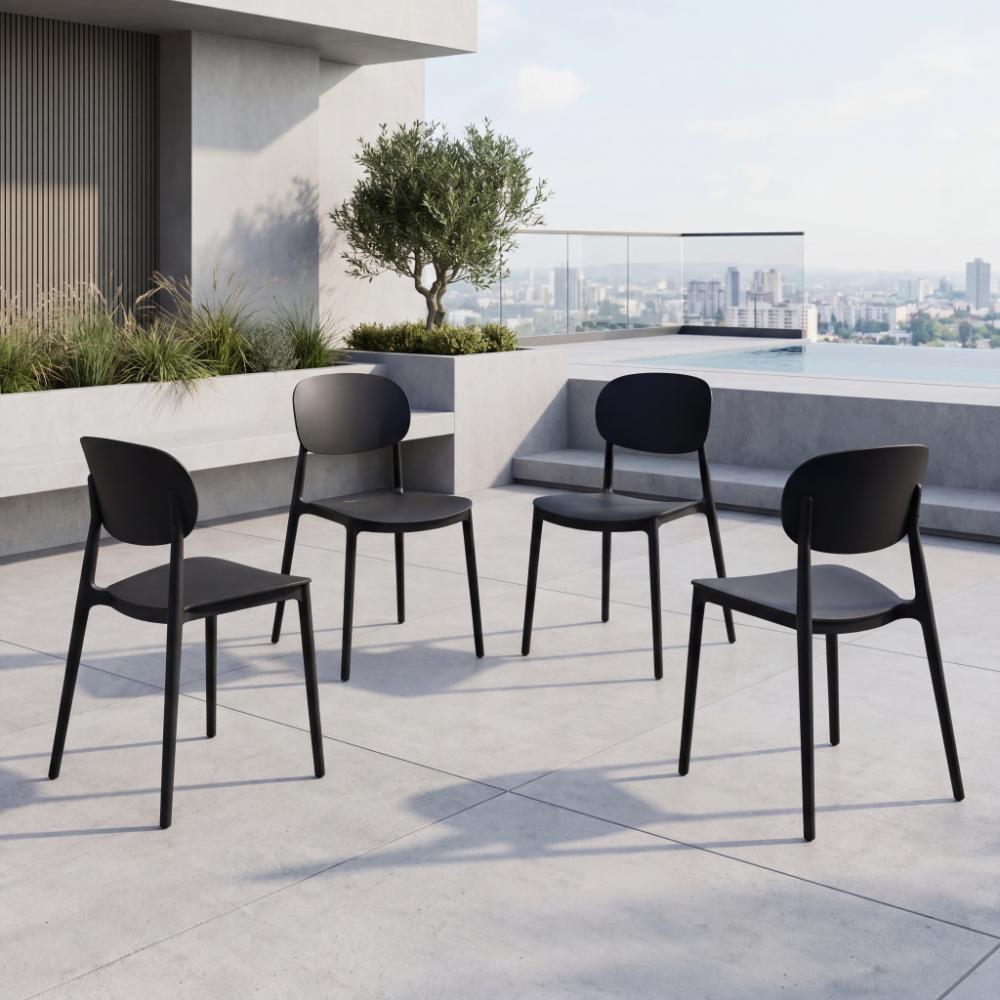 Silla Milan, Color Negro, Con espaldar y diseño Moderno X4
