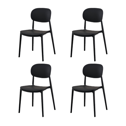 Silla Milan, Color Negro, Con espaldar y diseño Moderno X4