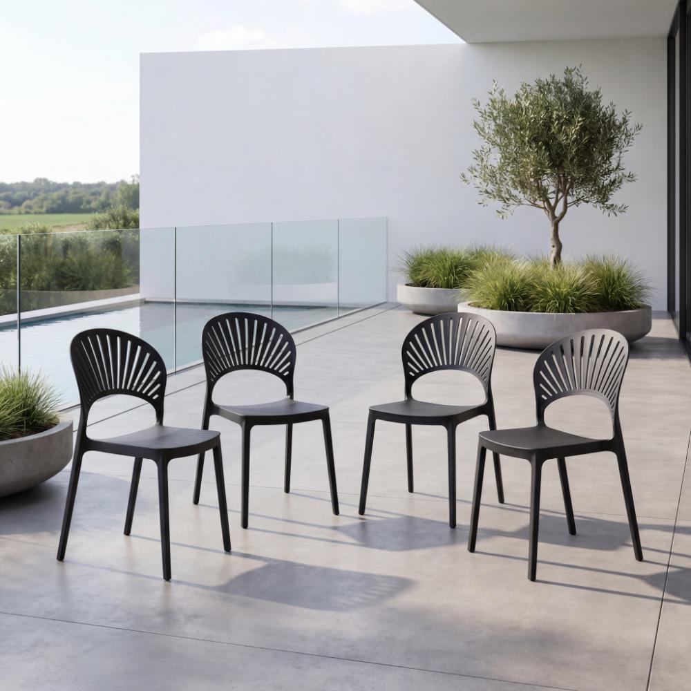 Silla Paraiso, Color Negro, Con espaldar y Diseño moderno X4