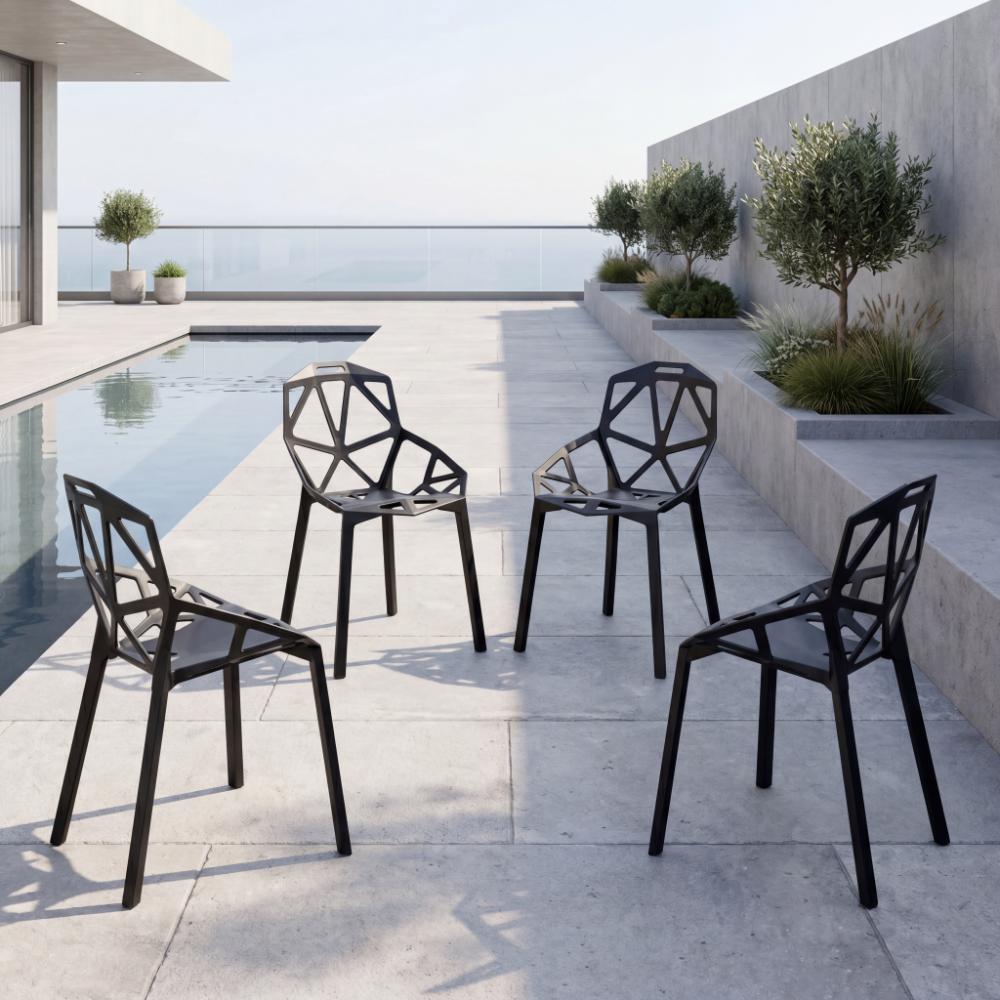 Silla Roxy, Color Negro, Con espaldar y diseño Moderno X4