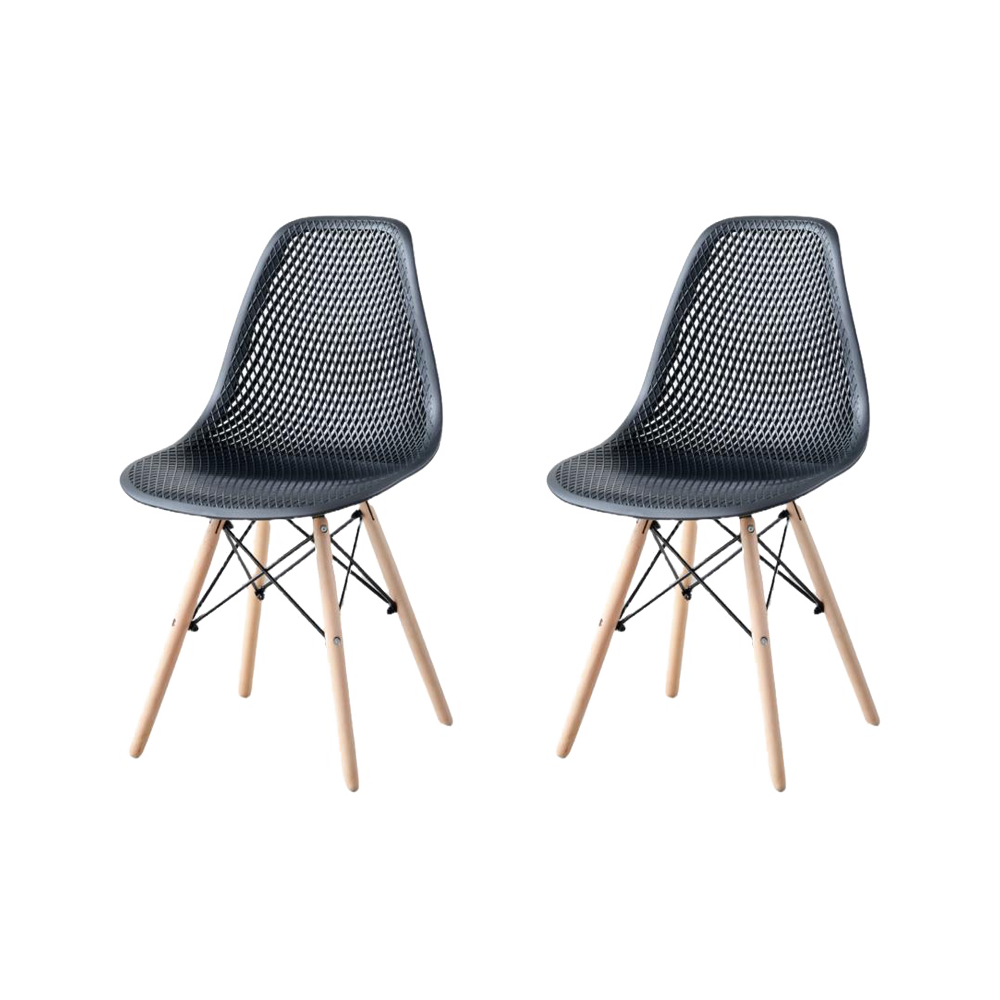 Silla Aira, Color Negro, Con espaldar y patas en Madera X2