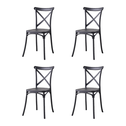 Silla Betany, Color Negro, Con espaldar y diseño minimalista X4