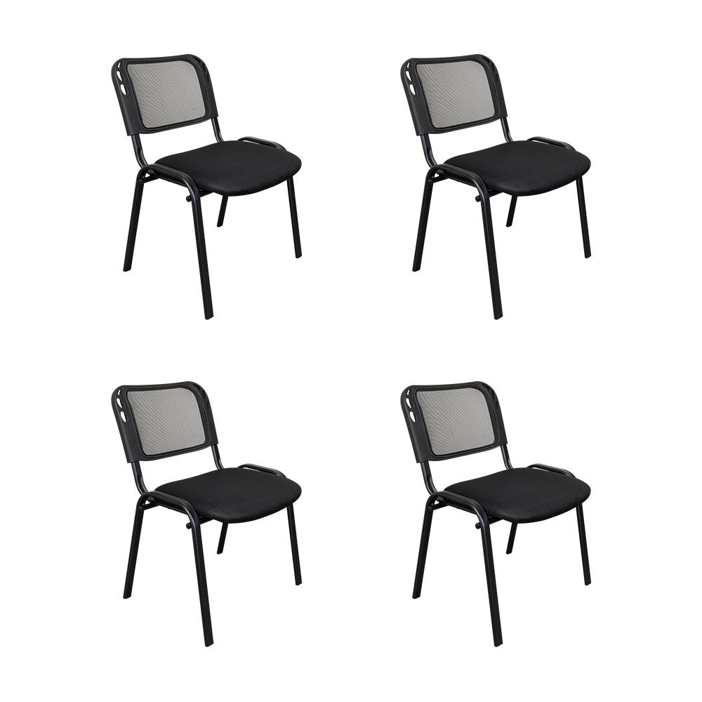 Silla Interlocutora, Negro, Con espaldar y diseño sencillo X4