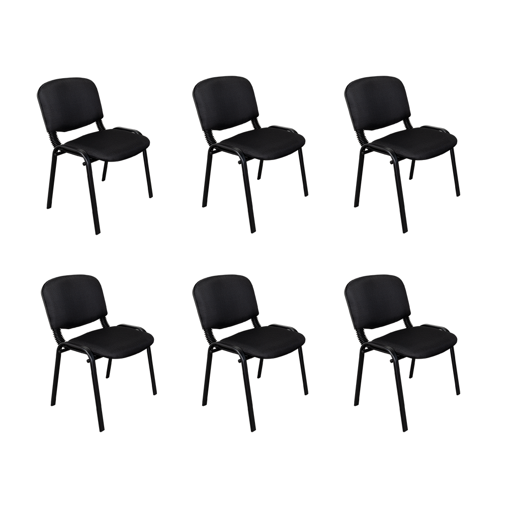 Set de 6 Sillas Interlocutora, Negro, con Espaldar y Diseño Sencillo sin Brazo