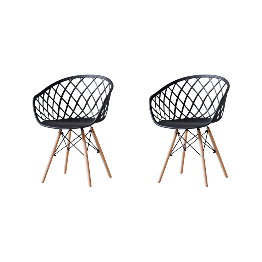 Set de 2 Sillas Oasis con Brazos, Color Negro, con Espaldar