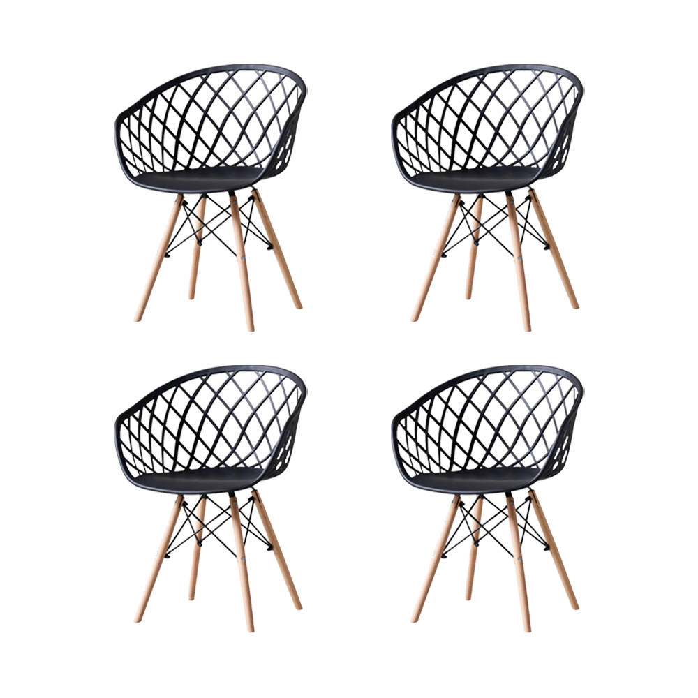 Set de 4 Sillas Oasis con Brazos, Color Negro, con Espaldar