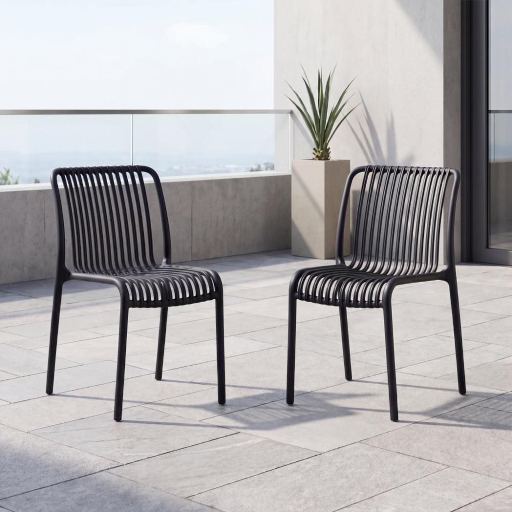 Silla Terra, Color Negro, Con espaldar X2