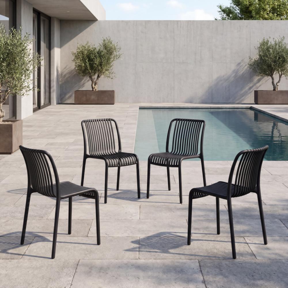 Silla Terra, Color Negro, Con espaldar X4