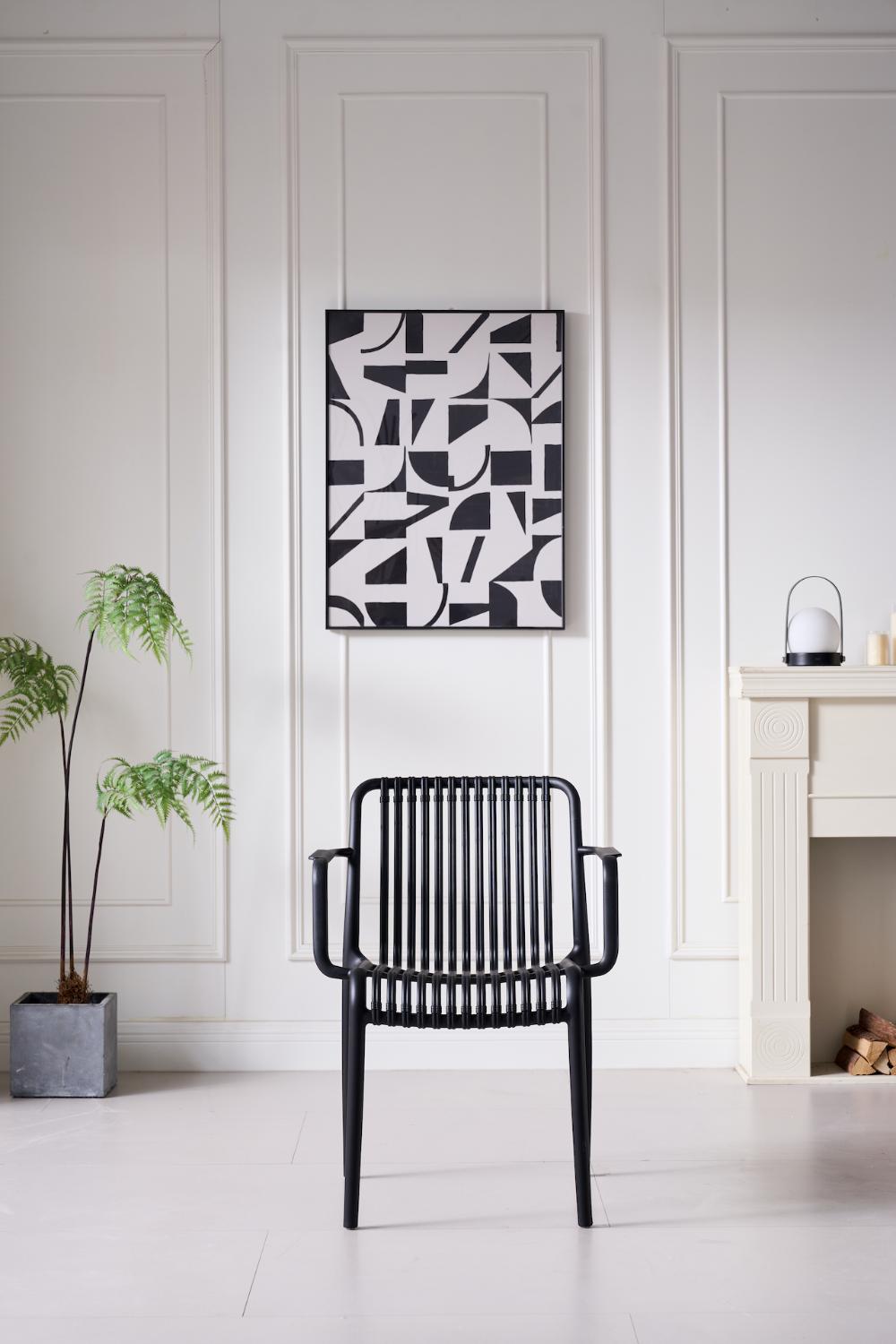 Silla Terra con Brazos, Color Negro, Con espaldar X4