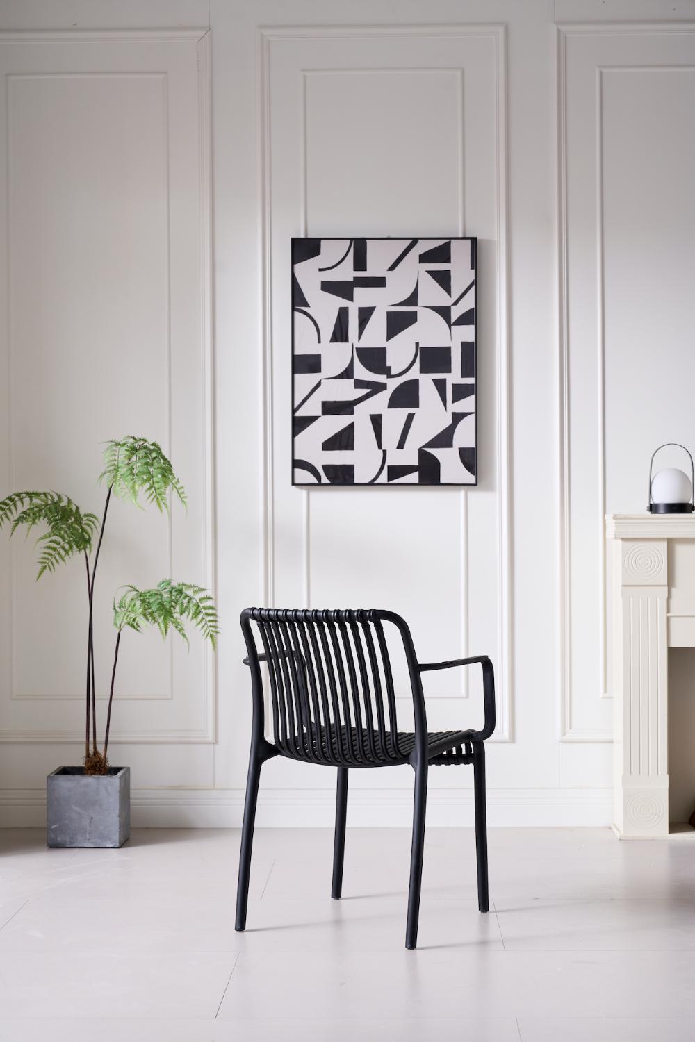 Silla Terra con Brazos, Color Negro, Con espaldar X4