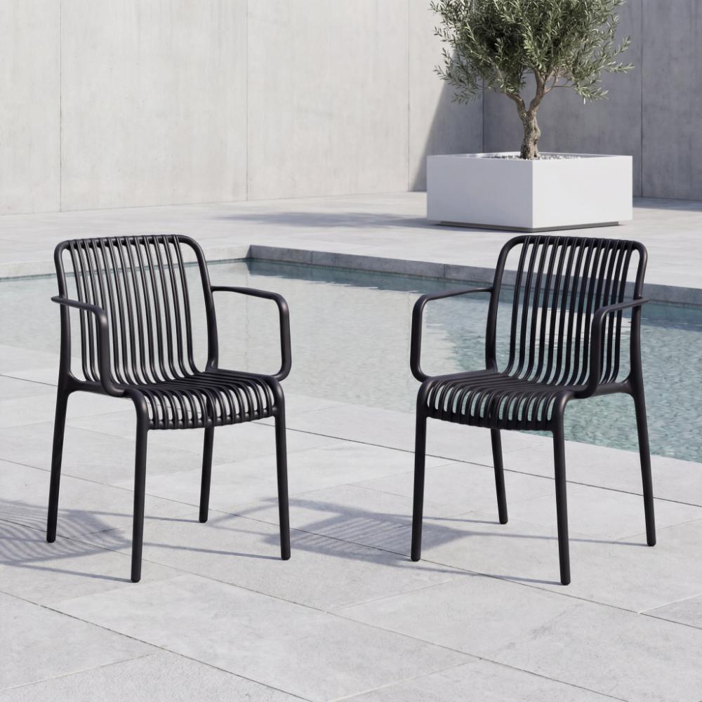 Silla Terra con Brazos, Color Negro, Con espaldar X2