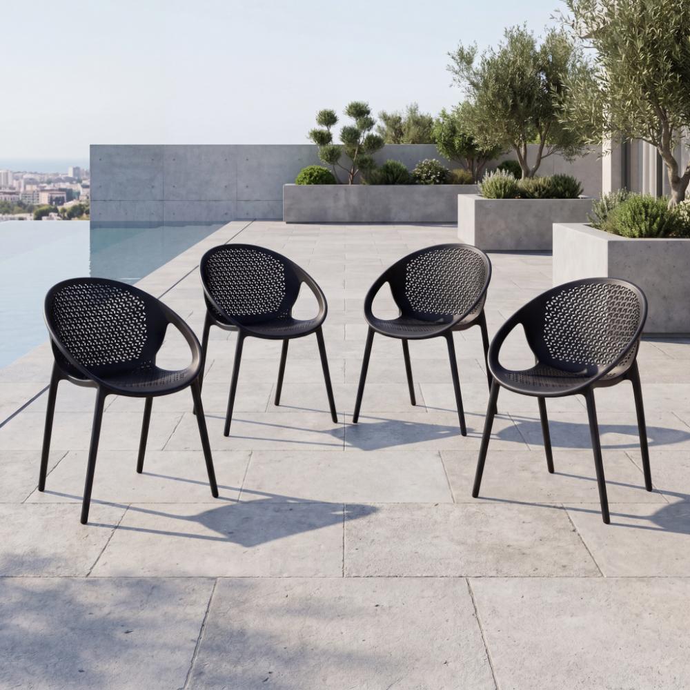 Silla Selva Con Brazos, Color Negro, Con espaldar X4