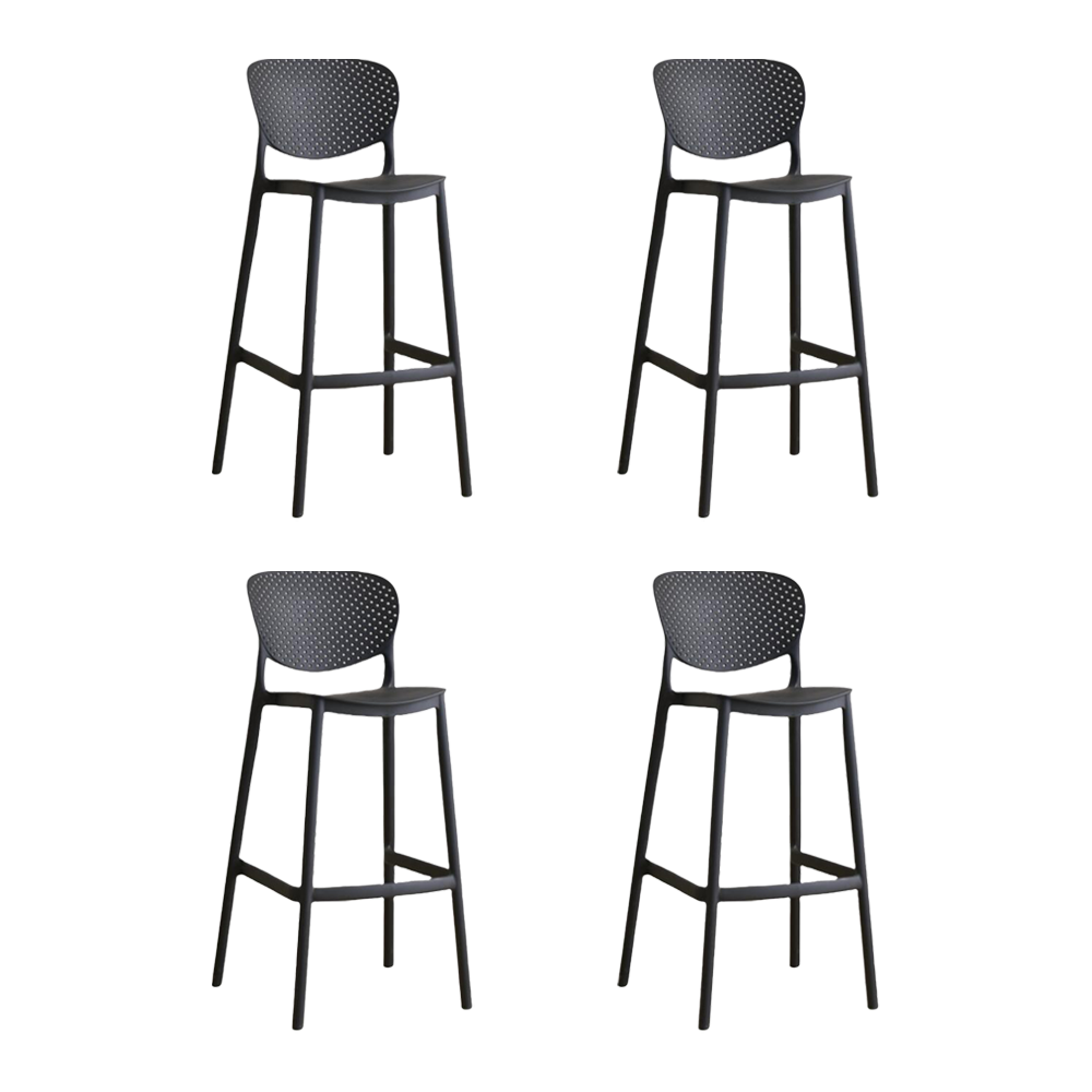 Set de 4 Sillas para Bar Río, Color Negro, Diseño Moderno